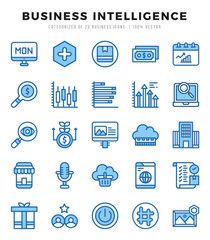 Business Intelligence Icons bundle. Two Color style Icons. Vector illustration.