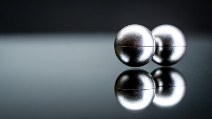 Strong rare-earth magnet levitating metallic spheres in midair, demonstrating magnetic force and physics concept, science experiment or educational demonstration.
