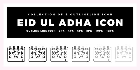 Eid ul Adha Icon Set Collection of 6 Outline Icons
