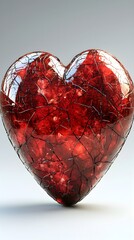 a broken red heart on a white background
