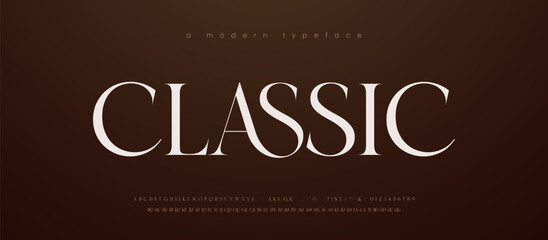 Modern Luxury alphabet letters font. Classic Elegant Modern Serif Lettering Minimal Fashion Logo. Typography decoration fonts for branding, wedding, logos. vector illustration