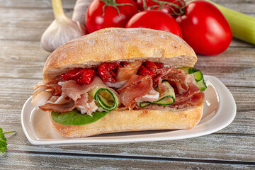 Ciabatta with cured parma and tomato