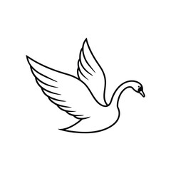 Obraz premium flying swan with spread wings line art