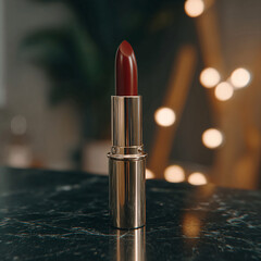 lipstick with smudge stroke paint, makeup cosmetic lips, product mockup for beauty fashion business, swatch color	