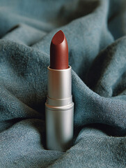 lipstick with smudge stroke paint, makeup cosmetic lips, product mockup for beauty fashion business, swatch color	