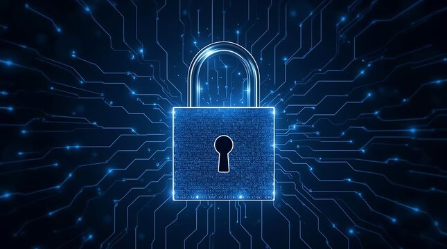 Digital padlock on circuit board, ai generated - Powered by Adobe