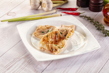 Fresh grilled calamari with herbs