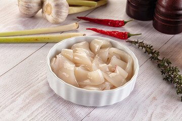 Raw squid rings for cooking