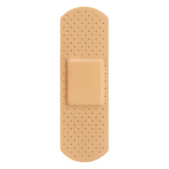 Medical bandaid strip close-up isolated on transparent background