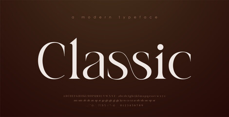 Modern Luxury alphabet letters font. Classic Elegant Modern Serif Lettering Minimal Fashion Logo. Typography decoration fonts for branding, wedding, logos. vector illustration