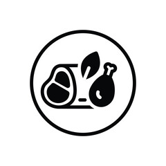 Black solid icon for ecological meat
