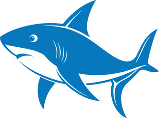 Shark Silhouette Vector Illustration Isolated on White Background