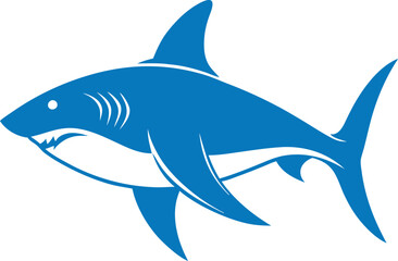 Shark Silhouette Vector Illustration Isolated on White Background