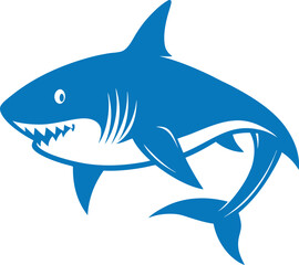 Cartoon Shark Vector Illustration Isolated on White Background