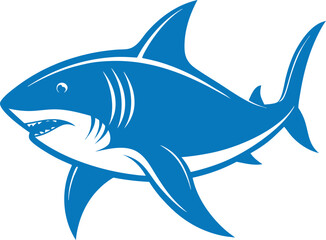 Cartoon Shark Vector Illustration Isolated on White Background