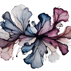 Abstract Ink Bloom Fluid Art Painting of Ethereal Floral Forms