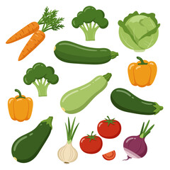 A colorful assortment of fresh vegetables, isolated on white background