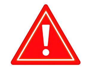Warning sign in the shape of a red triangle with an exclamation mark clipart isolated on transparent background