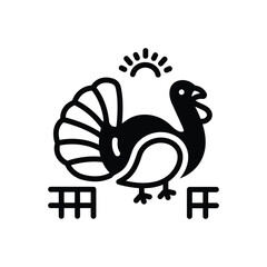 Black solid icon for turkey farm