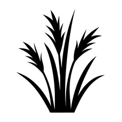 Black silhouette of tall grass and reeds