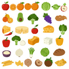 A colorful assortment of fresh vegetables, isolated on white background