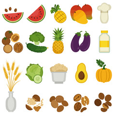 A colorful assortment of fresh vegetables, isolated on white background