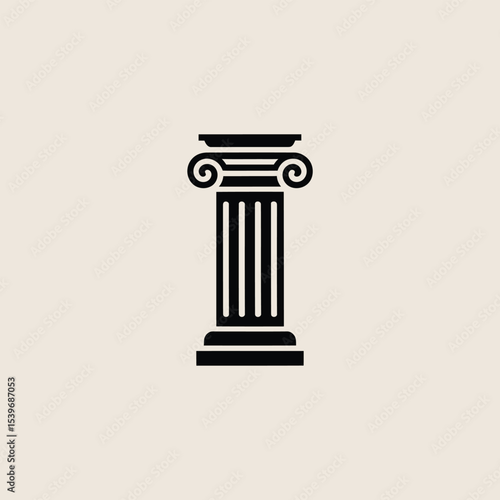 Aufkleber vector illustration of a classic ionic column in black on a neutral background design element for ar