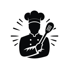 chef cooking vector silhouette clip art logo design illustration