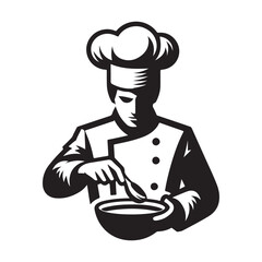 chef cooking vector silhouette clip art logo design illustration