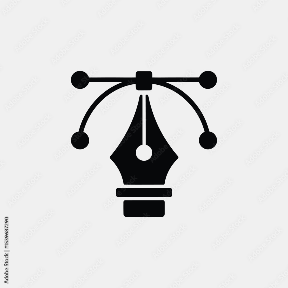 Poster vector pen tool icon illustration black and white symbol for graphic design projects suitable for we