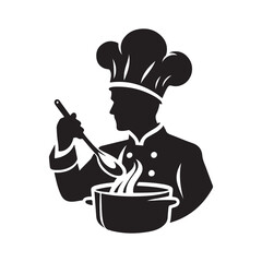 chef cooking vector silhouette clip art logo design illustration