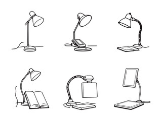 black and white reading light line art vector graphic