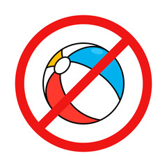 No Beach Ball Sign on White Background