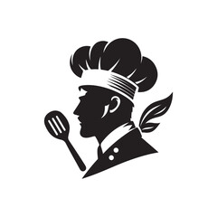 chef cooking vector silhouette clip art logo design illustration