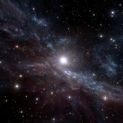 Fototapeta premium Bright Star in a Cosmic Nebula Celestial Scene of Galactic Dust and Stars