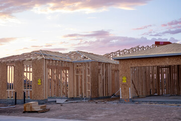 Newly wood framed home construction