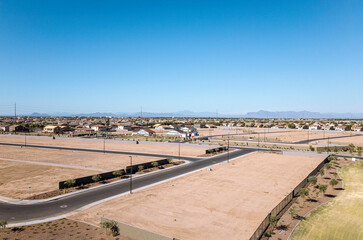 Bare dirt for a new neighborhood being built in the suburbs