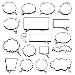 Obraz premium Collection of Diverse Comic Book Speech Bubbles and Thought Bubbles for Graphic Design and Storytelling