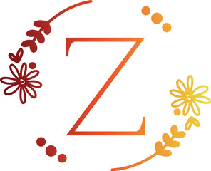 Floral monogram letter Z design