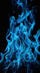 Stunning photo of beautiful fire blue flames on a black background.