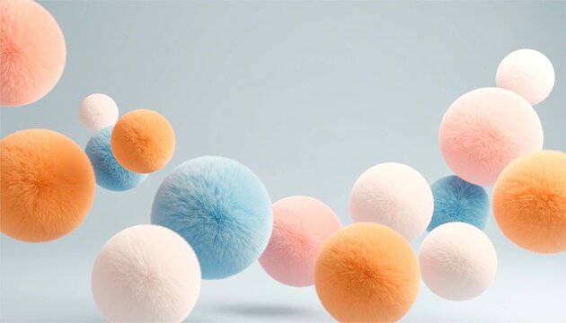 カラフル　毛玉　ふわふわ　ボール　抽象的　アブストラクト　テクスチャ　3D　フレーム　背景　壁紙
