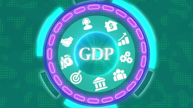 Futuristic Global GDP Digital Interface for Economic Analysis, Business Growth, and Financial Market Presentation