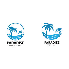 set of summer beach logo with palm tree logo design