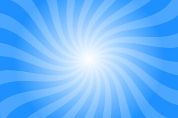 Candy color sunburst background. Abstract blue sunbeams design wallpaper. Colorful spinning lines for template, banner, poster, flyer. Sweet rotating cartoon swirl or whirlpool. Vector backdrop.