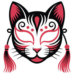 japanese fox face mask isolated vector illustration on white