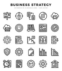 Vector icons set of Business Strategy. Lineal style Icons.