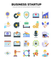 Collection of 25 Business Startup Icons. Flat Design