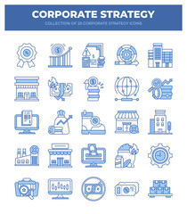 Collection of 25 Corporate Strategy Icons. Business Planning. Marketing. and Financial Growth