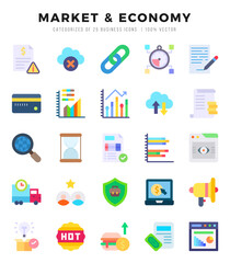 Market & Economy icons set. Vector illustration.