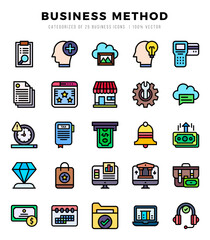 Set of Business Method Icons Lineal Color icons collection.